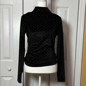 MICHAEL Michael Kors Black Velvet Top with Gold Accents